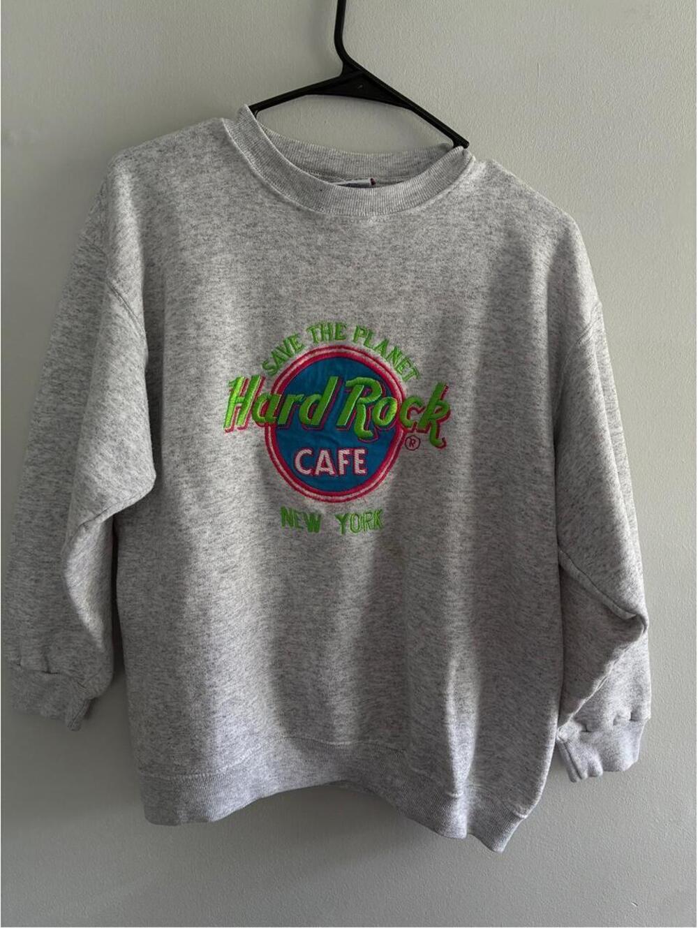 Hard Rock Cafe Medium Gray Heavyweight Sweatshirt with Embroidered Logo